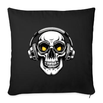 Skull Headphones Gamer Gamer Skull - Sofa pillowcase 17,3'' x 17,3'' (45 x 45 cm) - black - Front