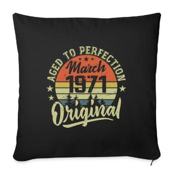 Rétro Mars 1971 Cadeau Mars 1971 Né en Mars 1971 - Housse de coussin décorative 45 x 45 cm - noir - Devant