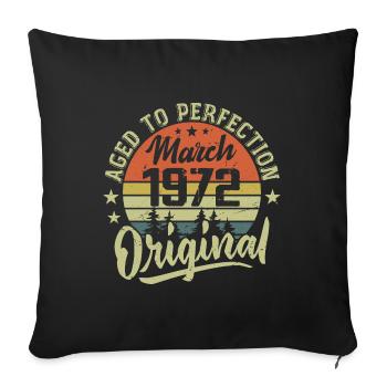 Rétro Mars 1972 Cadeau Mars 1972 Né en Mars 1972 - Housse de coussin décorative 45 x 45 cm - noir - Devant