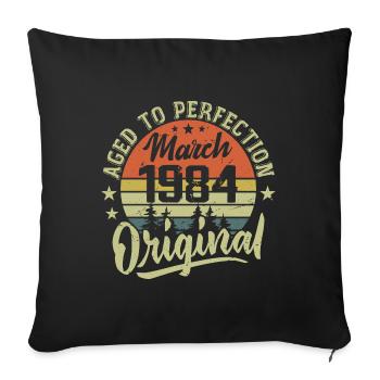Rétro Mars 1984 Cadeau Mars 1984 Né en Mars 1984 - Housse de coussin décorative 45 x 45 cm - noir - Devant
