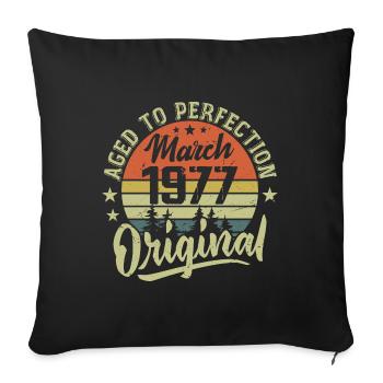 Rétro Mars 1977 Cadeau Mars 1977 Né en Mars 1977 - Housse de coussin décorative 45 x 45 cm - noir - Devant