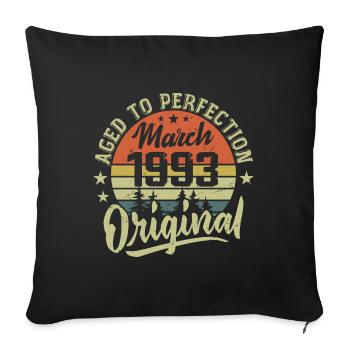 Cadeau Mars 1993 Né en Mars 1993 Rétro Mars 1993 - Housse de coussin décorative 45 x 45 cm - noir - Devant