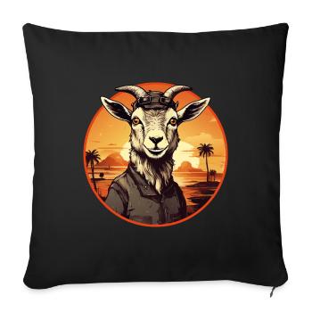 Chèvre rétro vintage dans le désert - Housse de coussin décorative 45 x 45 cm - noir - Devant
