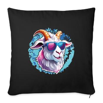 Cool billy goat with sunglasses on splash of color - Sofa pillowcase 17,3'' x 17,3'' (45 x 45 cm) - black - Front