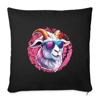 Cool billy goat with sunglasses on splash of color - Sofa pillowcase 17,3'' x 17,3'' (45 x 45 cm) - black - Front