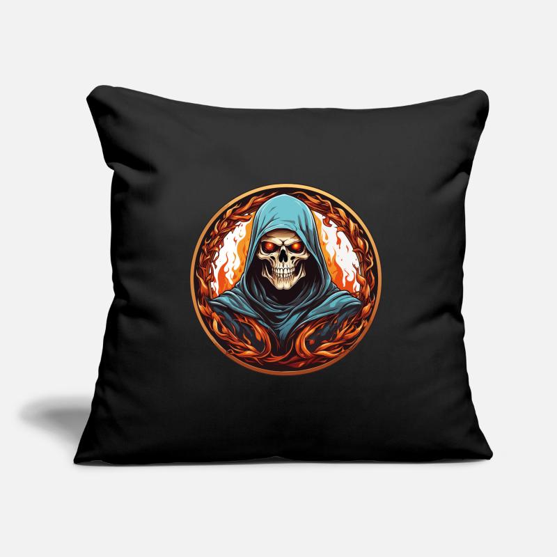 Faucheuse avec capot dans le cercle de feu Housse de coussin décorative 45 x 45 cm