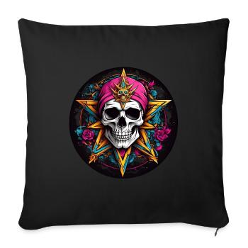 Motif décoratif de crâne coloré dans le style gothique - Housse de coussin décorative 45 x 45 cm - noir - Devant