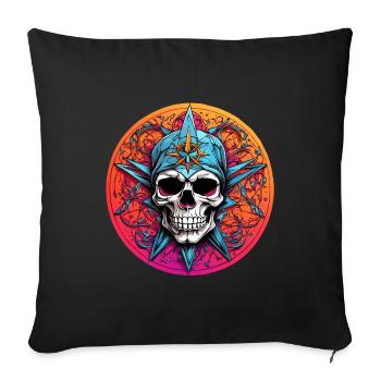decorative colorful skull motif in gothic style - Sofa pillowcase 17,3'' x 17,3'' (45 x 45 cm) - black - Front
