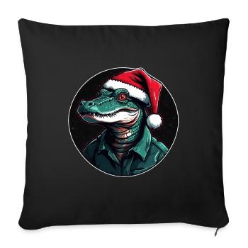 Funny alligator with Santa hat in circle - Sofa pillowcase 17,3'' x 17,3'' (45 x 45 cm) - black - Front
