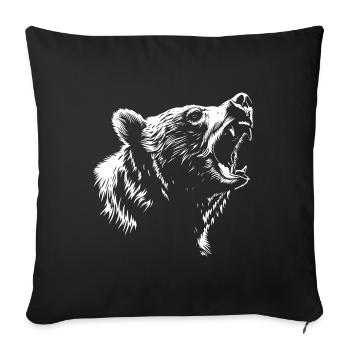 Cadeau du rugissement du grizzli - Housse de coussin décorative 45 x 45 cm - noir - Devant