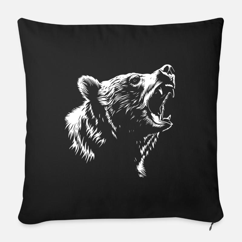 Grizzly Bär Brüllen Geschenk - Sofakissenbezug 45 x 45 cm - Schwarz