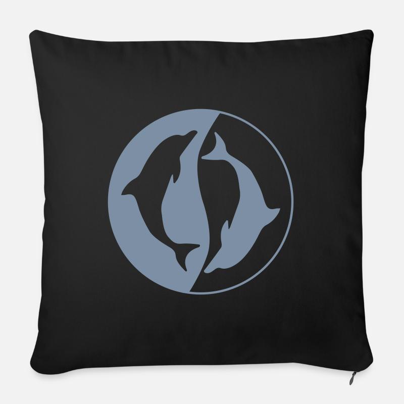 DAUPHIN YIN ET YANG 01 - Housse de coussin décorative 45 x 45 cm - noir