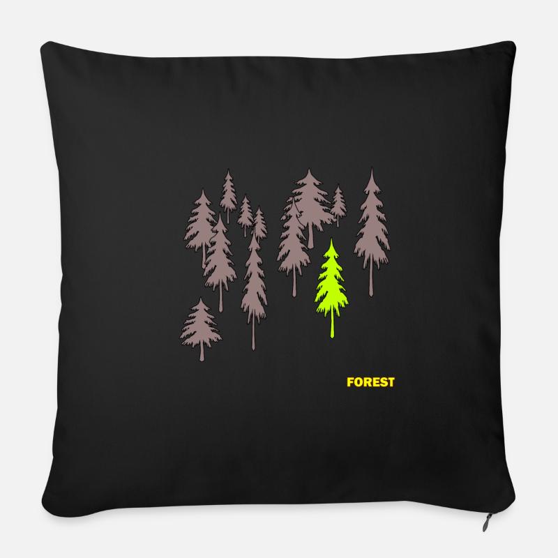 Forest - Wald - Sofakissenbezug 45 x 45 cm - Schwarz