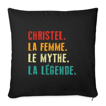 Christel la femme le mythe la légende Cadeau - Housse de coussin décorative 45 x 45 cm - noir - Devant