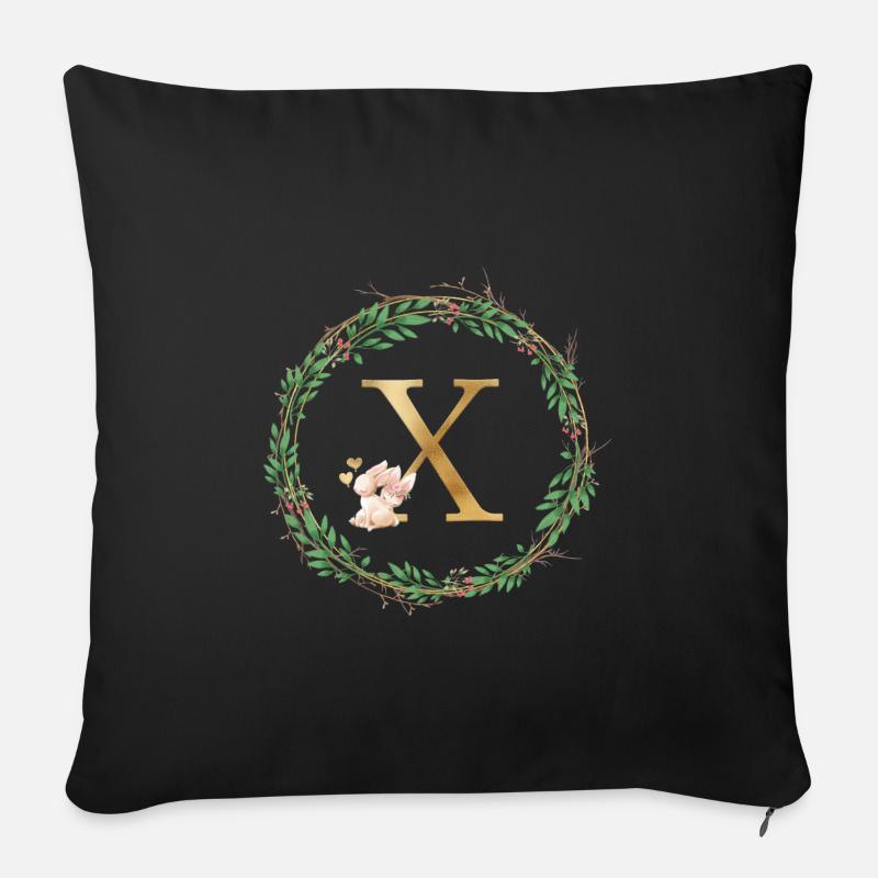 Monogramme X personnalisable - Housse de coussin décorative 45 x 45 cm - noir