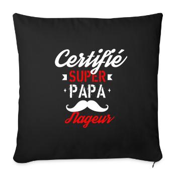 Certifié Super papa Nageur - Housse de coussin décorative 45 x 45 cm - noir - Devant