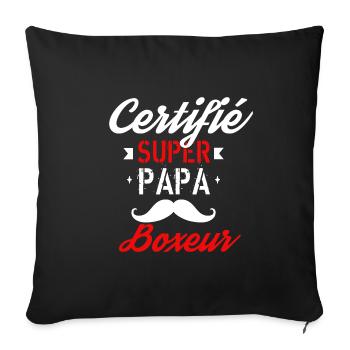 Certifié Super papa Boxeur - Housse de coussin décorative 45 x 45 cm - noir - Devant