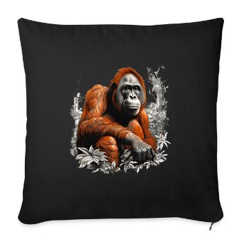 Orangutans live in Borneo and Sumatra - Sofa pillowcase 17,3'' x 17,3'' (45 x 45 cm) - black - Front