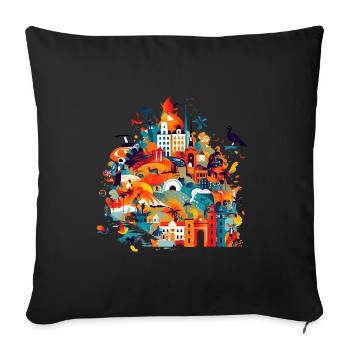 Rio de Janeiro, une ville animée sur le mont Pain de Sucre - Housse de coussin décorative 45 x 45 cm - noir - Devant