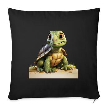 Petite tortue drôle - Housse de coussin décorative 45 x 45 cm - noir - Devant