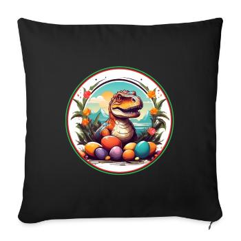 Dinobaby petit dinosaure dans le panier de Pâques - Housse de coussin décorative 45 x 45 cm - noir - Devant
