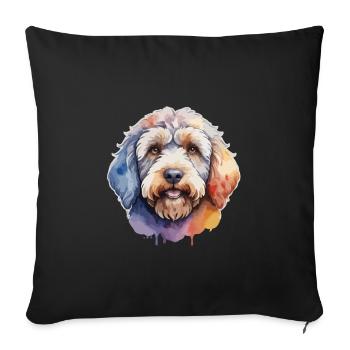 Labradoodle Dog Cute Colorful - Sofa pillowcase 17,3'' x 17,3'' (45 x 45 cm) - black - Front
