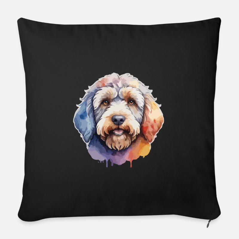 Labradoodle Hund Niedlich Bunt - Sofakissenbezug 45 x 45 cm - Schwarz