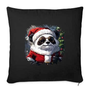 Panda Père Noël - Housse de coussin décorative 45 x 45 cm - noir - Devant