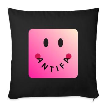 Friendly Antifa Pink | Gradient Smile Typo - Sofa pillowcase 17,3'' x 17,3'' (45 x 45 cm) - black - Front