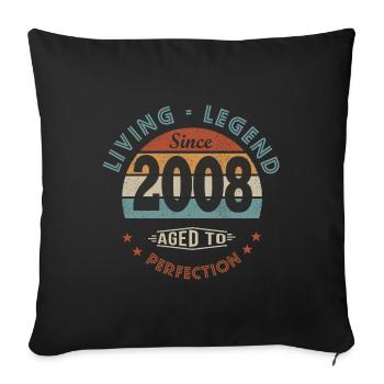legend since 2008 cadeau anniversaire 14 ans - Housse de coussin décorative 45 x 45 cm - noir - Devant