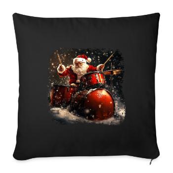 Santa Claus Drummer - Sofa pillowcase 17,3'' x 17,3'' (45 x 45 cm) - black - Front