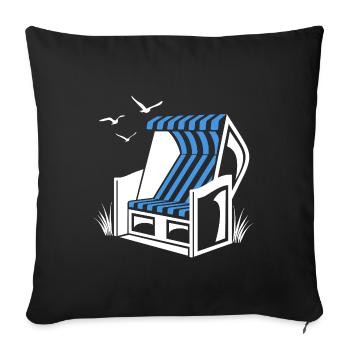 Strandkorb - Urlaub - Meer - Erholung - Sofakissenbezug 45 x 45 cm - Schwarz - Vorne