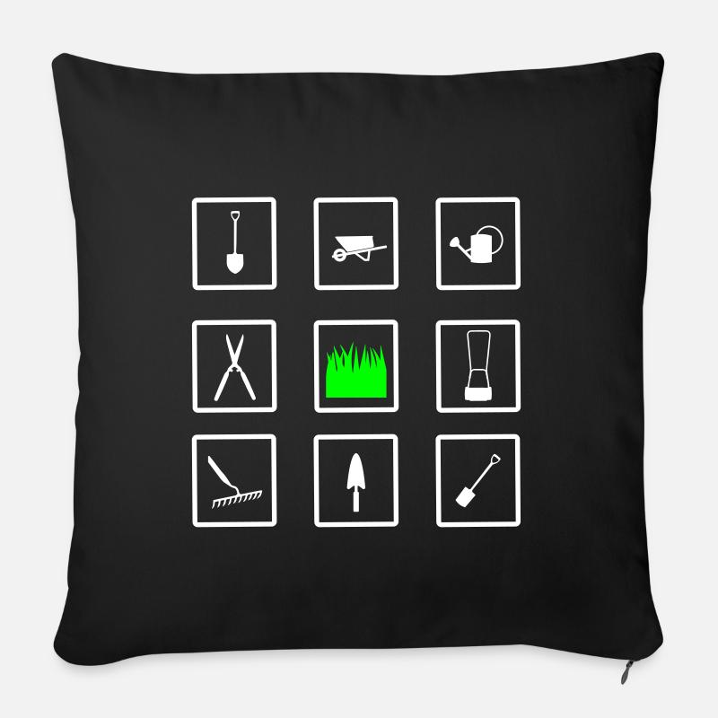 gardening icons - Housse de coussin décorative 45 x 45 cm - noir