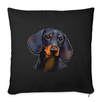 Dachshund black and tan (without text) dark textiles - Sofa pillowcase 17,3'' x 17,3'' (45 x 45 cm) - black - Front