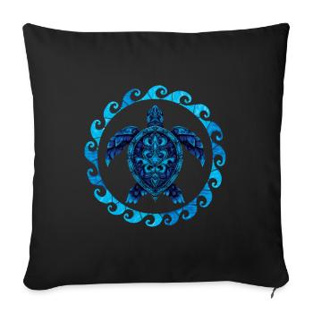 Stained Glass Hawaiian Maori Sea Turtle - Sofa pillowcase 17,3'' x 17,3'' (45 x 45 cm) - black - Front
