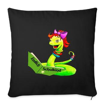 Finally schoolchild Wurmlerin from children's book - Sofa pillowcase 17,3'' x 17,3'' (45 x 45 cm) - black - Front
