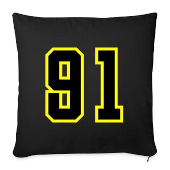 91 Number Jersey - Sofa pillowcase 17,3'' x 17,3'' (45 x 45 cm) - black - Front