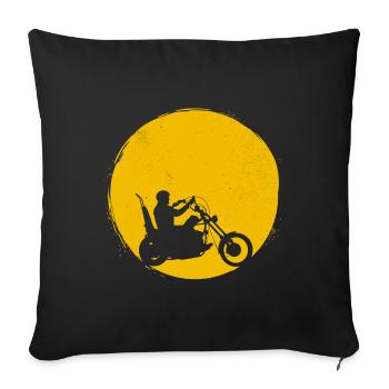 Motorrad Silhouette Chopper Sonne Geschenk - Sofakissenbezug 45 x 45 cm - Schwarz - Vorne