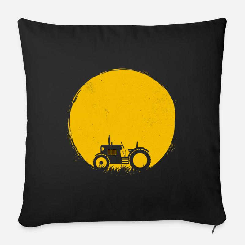 Trecker Silhouette Traktor Sonne Geschenk - Sofakissenbezug 45 x 45 cm - Schwarz