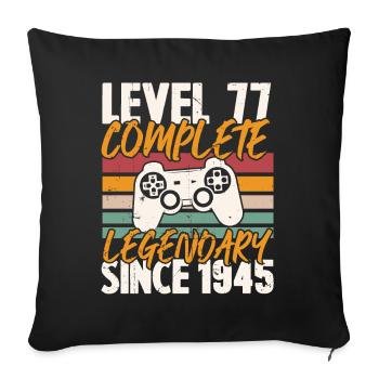 Niveau 77 Complet Vintage Anniversaire 77 Ans - Housse de coussin décorative 45 x 45 cm - noir - Devant