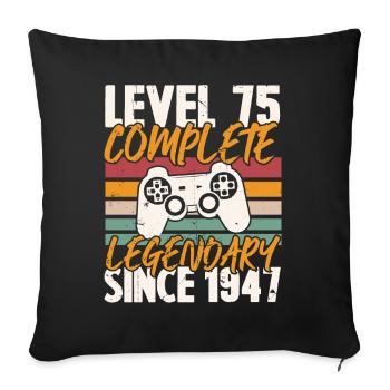 Niveau 75 Complet Vintage Anniversaire 75 Ans - Housse de coussin décorative 45 x 45 cm - noir - Devant