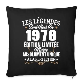 Cadeau d'anniversaire légendes sont nées en 1978 - Housse de coussin décorative 45 x 45 cm - noir - Devant