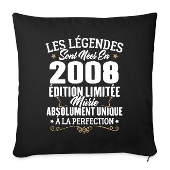 Cadeau d'anniversaire légendes sont nées en 2008 - Housse de coussin décorative 45 x 45 cm - noir - Devant