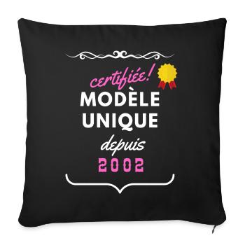 certifiée modèle unique depuis 2002 - Housse de coussin décorative 45 x 45 cm - noir - Devant