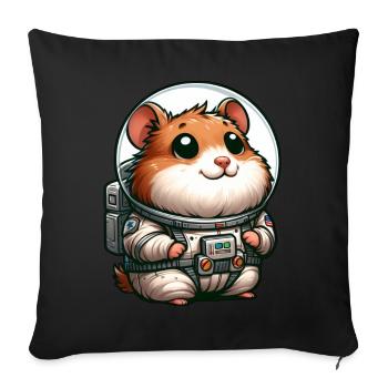 Hamster cochon d’Inde astronaute dans l’espace - Housse de coussin décorative 45 x 45 cm - noir - Devant