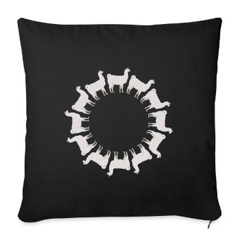 Lama alpaga dans un cercle - Housse de coussin décorative 45 x 45 cm - noir - Devant