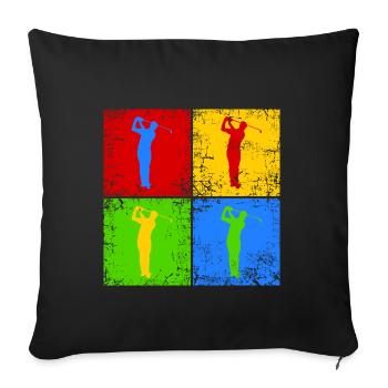 Golfeur golfeur golfeur pop art - Housse de coussin décorative 45 x 45 cm - noir - Devant