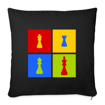 pièces d'échecs colorées - Housse de coussin décorative 45 x 45 cm - noir - Devant