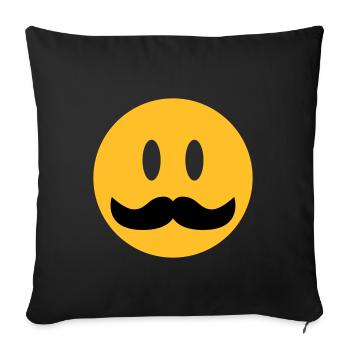 funny emoji with mustache - Sofa pillowcase 17,3'' x 17,3'' (45 x 45 cm) - black - Front