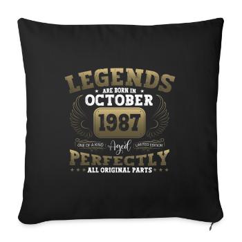 Légende Octobre 1987 35e anniversaire Cadeau Amusant - Housse de coussin décorative 45 x 45 cm - noir - Devant